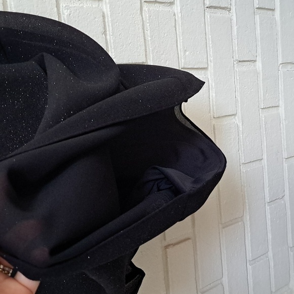 R & M Richard's Formal Black Silver Speckle Ruffled Midi Dress. Size 6P NWOT - Picture 4 of 9